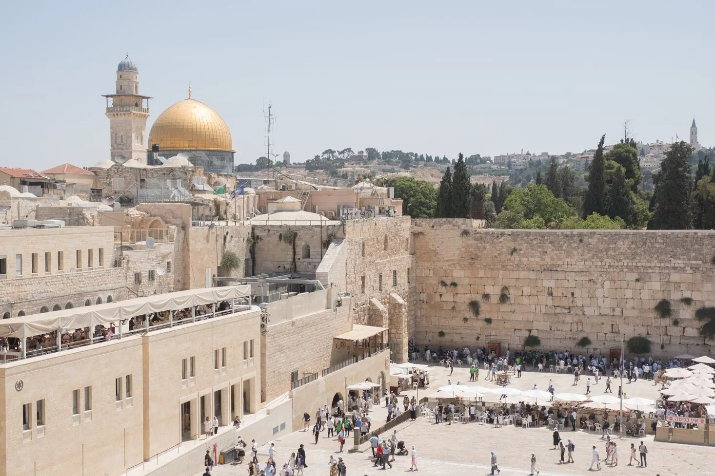 view to western wall Jerusalem Baitul Maqdis and dome of rock