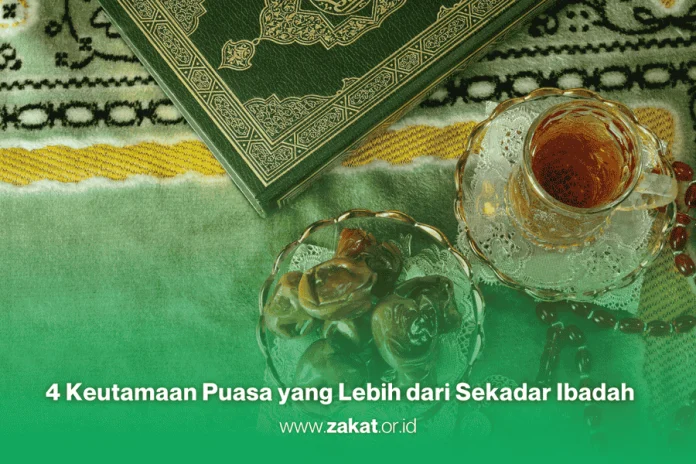 Keutamaan puasa bukan hanya sekedar ibadah yang diilustrasikan dengan menu buka puasa kurma dan secangkir teh hangat