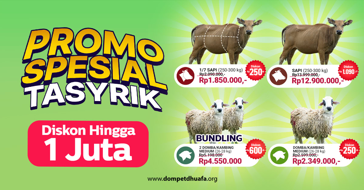 Promo Spesial Hari Tasyrik, Spesial Potongan Harga Hewan Kurban hingga 1 juta Rupiah